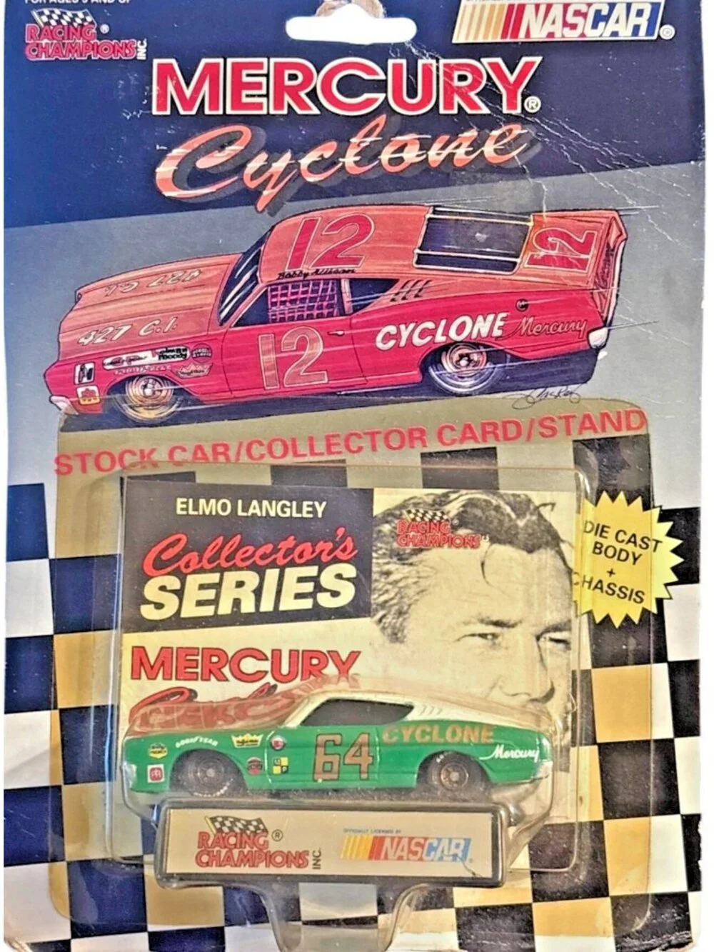 Vintage Die Cast Racing Champions Elmo Langley #64 Mercury Cyclone 1969 Stock Ca